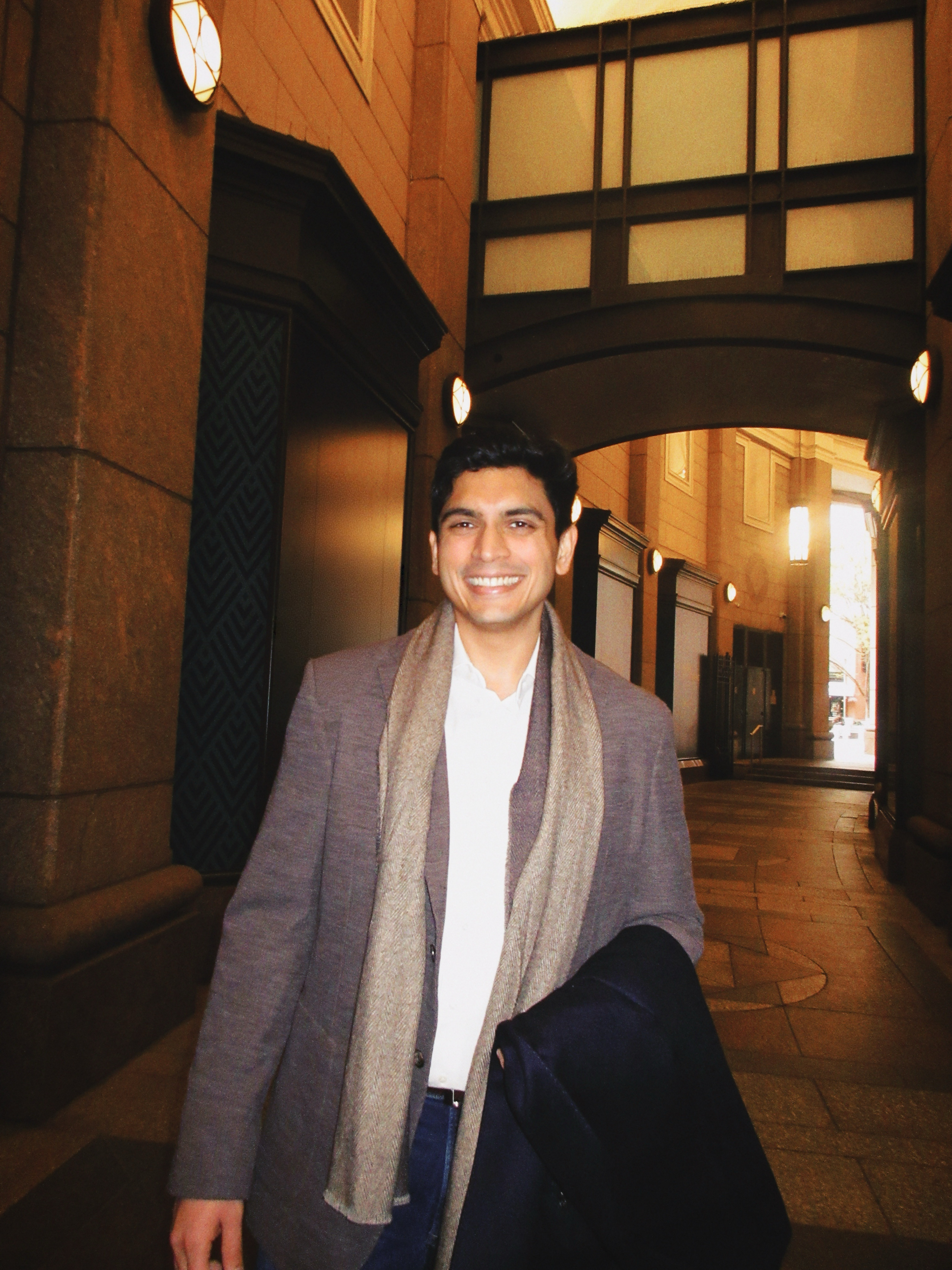 Scarf and topcoat, evening